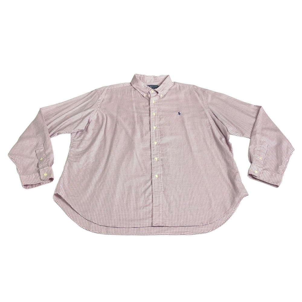 Ralph Lauren Shirt Mens XXL Pink Plaid Classic Fit Button Long Sleeve Preppy